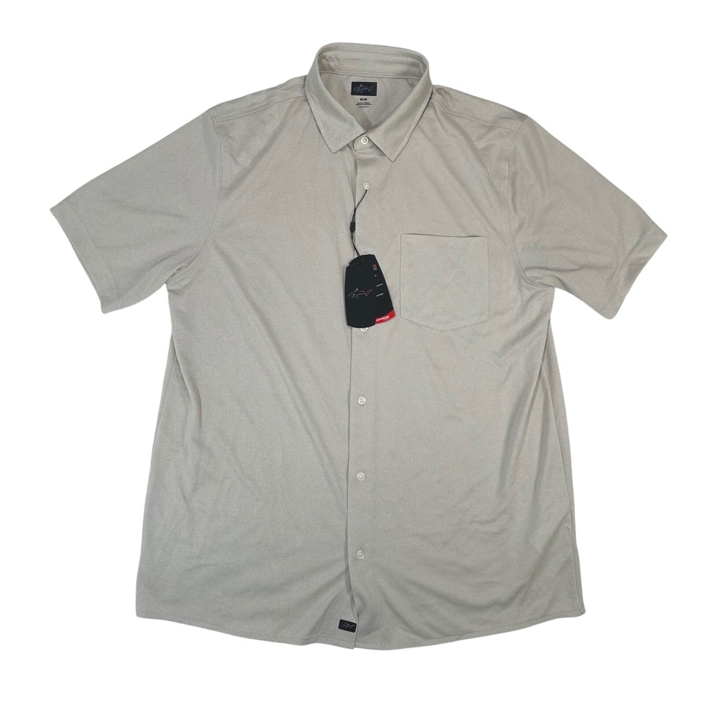 Greg‎ Norman Mens Full Button Polo Shirt *Beige size Medium